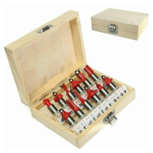 JEU DE 12 FRAISES POUR LE BOIS À RAINURER, DÉFONCER, ARASER, FRAISEUSE 8 MM