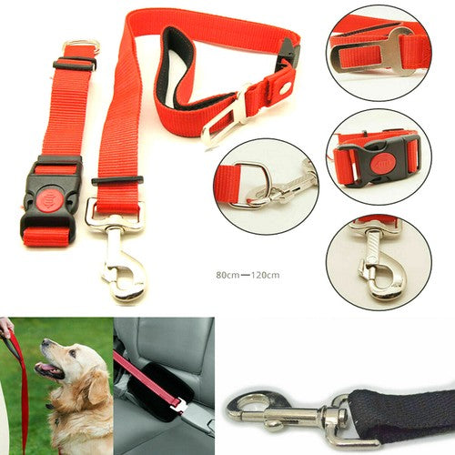 LAISSE CEINTURE DE SÉCURITÉ ET COLLIERS DE TRANSPORT CHIEN CHAT VOITURE RÉGLABLE