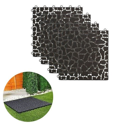 DALLE EXTÉRIEURE SOL LOT DE 4 DALLES DE JARDIN 30X30CM NOIR