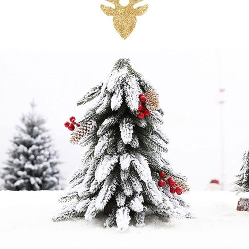 SAPIN DE NOËL ARTIFICIEL VERT ENNEIGÉ PETIT 40 CM AVEC NEIGE BAIES
