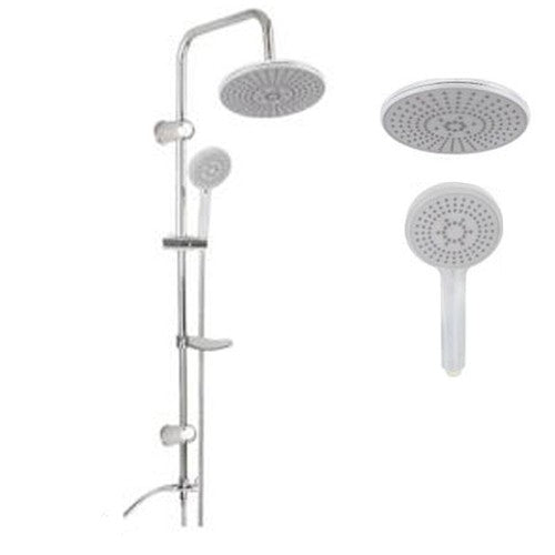 BARRE DE DOUCHE CHROMÉE COLONNE DE DOUCHE POMME DE TÊTE FIXE DOUCHETTE À MAIN CURSEUR 2133