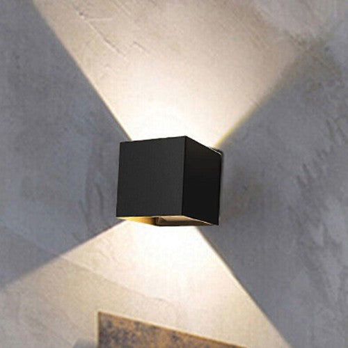 APPLIQUE LED COB LAMPADA PARETE 20W QUADRATO NERO NATURALE INTERNO ESTERNO 18