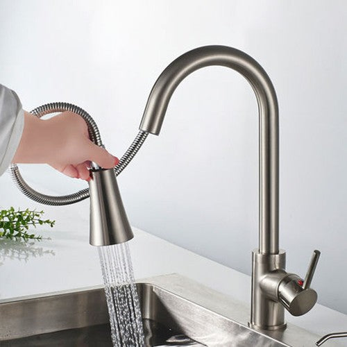 ROBINET MITIGEUR ÉVIER ÎLOT CUISINE DOUCHETTE EXTENSIBLE FINITION BROSSÉE