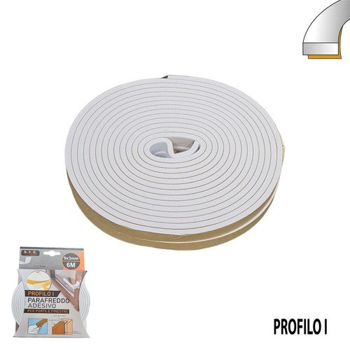 GUARNIZIONE ADESIVA PARAFREDDO 6 MT PARASPIFFERI PORTE FINESTRE GOMMA 0.9 CM I
