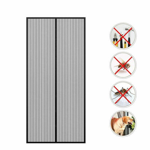 MOUSTIQUAIRE MAGNÉTIQUE INSECTES MOUCHES ANTI-MOUSTIQUES MAISON 90X210 CM NOIRE