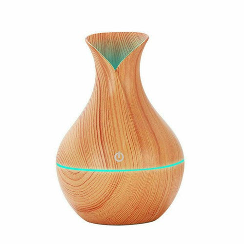 MINI DIFFUSEUR D'ARÔMES EFFET BOIS AROMATHÉRAPIE HUMIDIFICATEUR USB MAISON LED 130ML