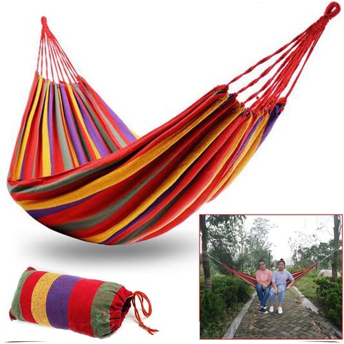 HAMAC DE JARDIN INDIVIDUEL COLORÉ SAC EN COTON CAMPING TENTE TISSU 190 X 80 CM