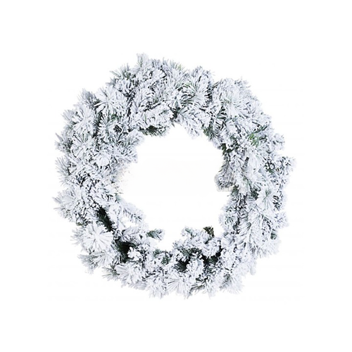 GHIRLANDA PINO VERDE INNEVATA 50CM EFFETTO NEVE CORONA ADDOBBI DI NATALE