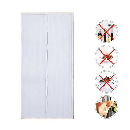 RIDEAU MOUSTIQUAIRE MAGNÉTIQUE AIMANTS INSECTES MOUCHES MOUSTIQUES MAISON 90X210CM BLANC