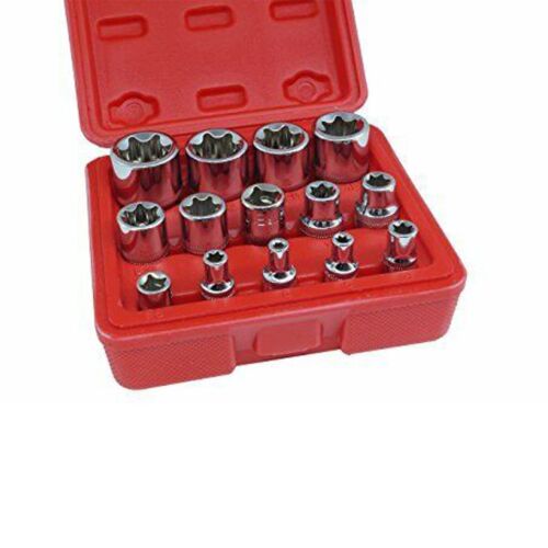 SET DI CHIAVI A BUSSOLA TORX FEMMINA 14 PEZZI MISURE DA E4 A E24 CHROME VANADIUM
