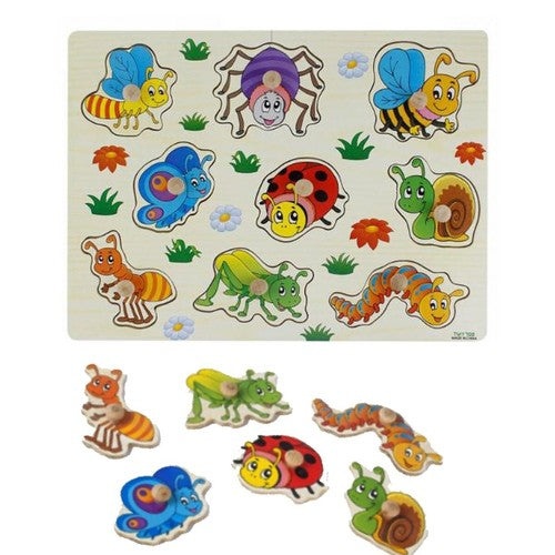 PUZZLE BOIS ENCASTRABLE ÉDUCATIF INSECTES ABEILLE COCCINELLE SENSORIEL ENFANTS 07535