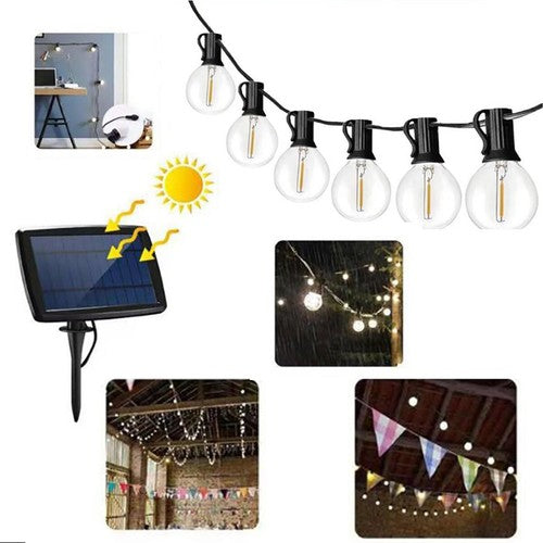 GUIRLANDE LUMINEUSE SOLAIRE EXTÉRIEURE 30 AMPOULES 10M LUMIÈRE FROIDE ÉCLAIRAGE JARDIN