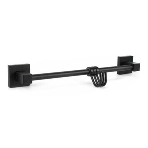 PORTA ASCIUGAMANI 3 GANCI SUPPORTO ARREDO BAGNO CASA CUCINA NERO 02113
