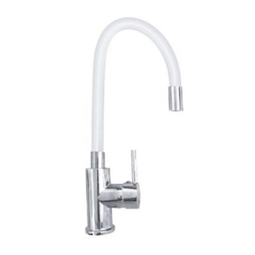 MISCELATORE CANNA ALTA FLESSIBILE RUBINETTO MONOCOMANDO CUCINA BIANCO 1987-2