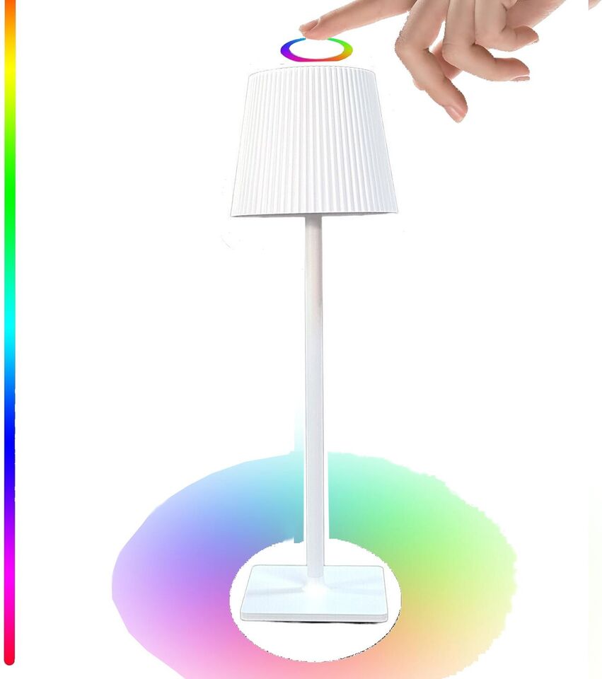 LAMPADA TAVOLO TOUCH COLORI LED RGB + 4000K RICARICABILE BAR RISTORANTE BIANCA