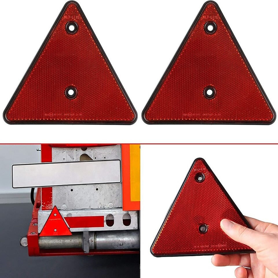 RÉFLECTEUR CATADIOPTRE TRIANGLE TRIANGULAIRE ROUGE POUR REMORQUES CARAVANES 2PC