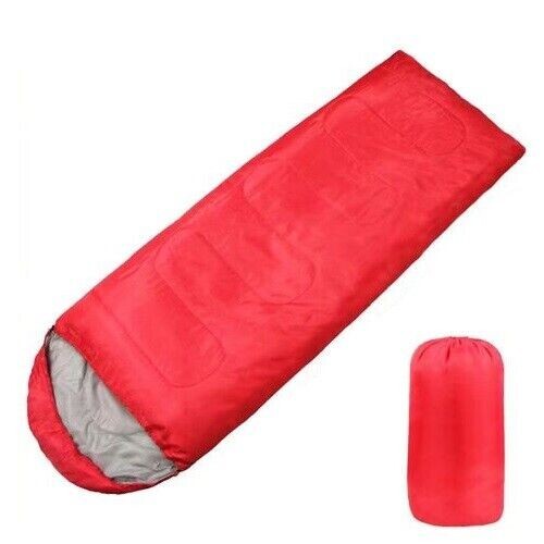 SAC DE COUCHAGE ÉTÉ HIVER CAPUCHE CAMPING IMPERMÉABLE 210X70CM ROUGE