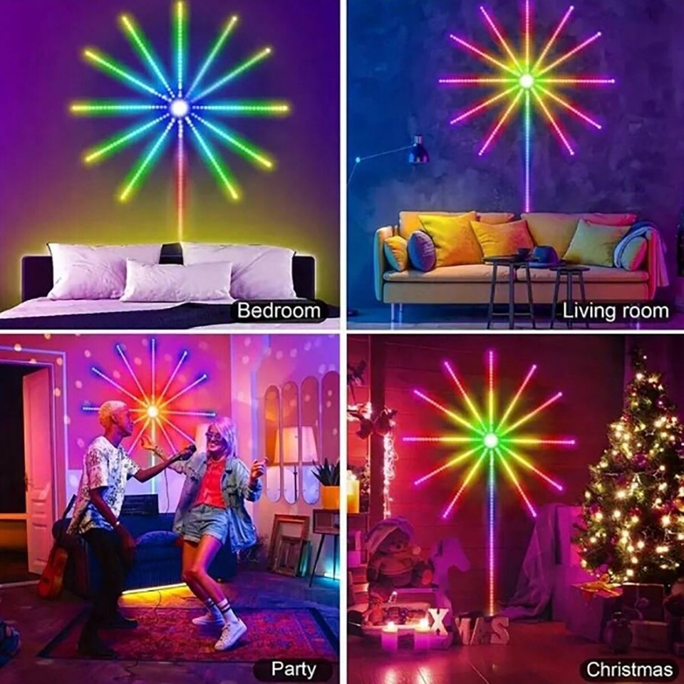 STRISCIA LUMINOSA LED FUOCHI D'ARTIFICIO LUCE MUSICALE NATALE SMART USB NATALE