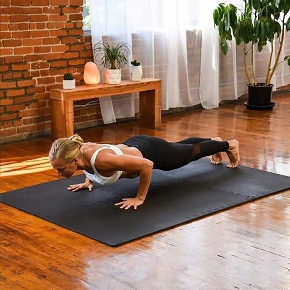 TAPPETO PUZZLE TAPPETINO FITNESS PALESTRA MULTIUSO SCHIUMA EVA 10PZ 29X29CM NERO