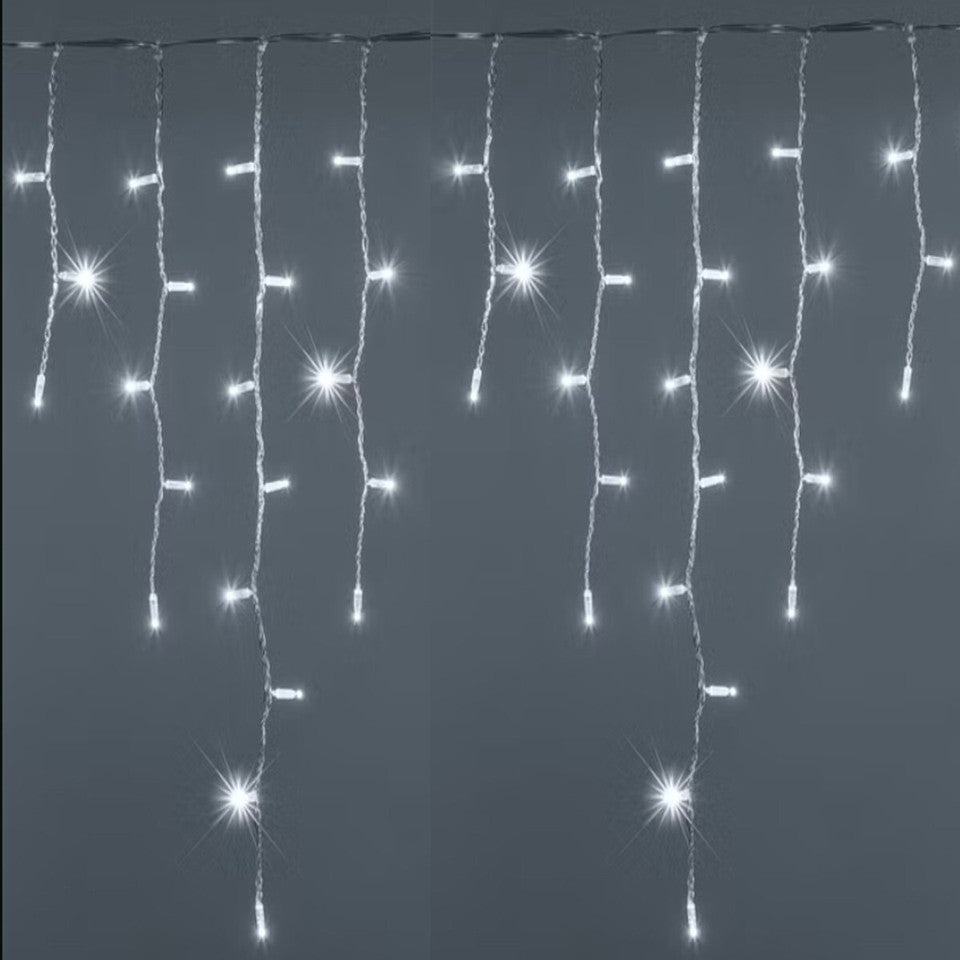 RIDEAU LUMINEUX EXTÉRIEUR 120 LED NOËL BLANC FROID FIXE CLIGNOTANT 3 MÈTRES