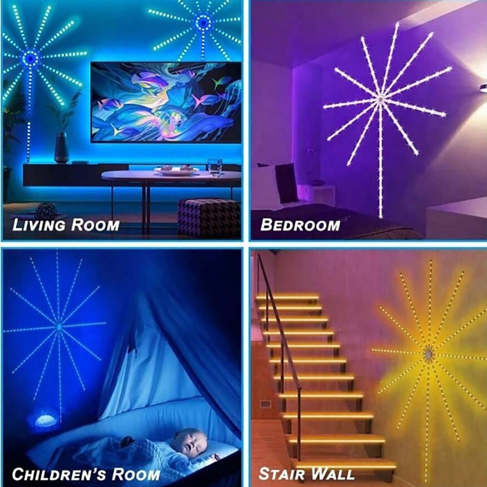 STRISCIA LUMINOSA LED FUOCHI D'ARTIFICIO LUCE MUSICALE NATALE SMART USB NATALE