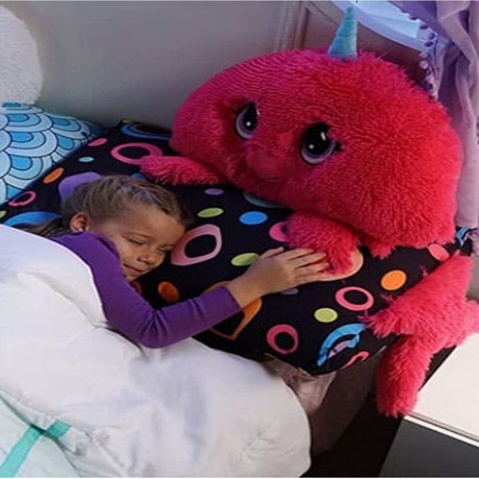 FEDERA COPRI CUSCINO CON PELUCHE RIMOVIBILE IDEA REGALO BAMBINI FOCA VIOLA