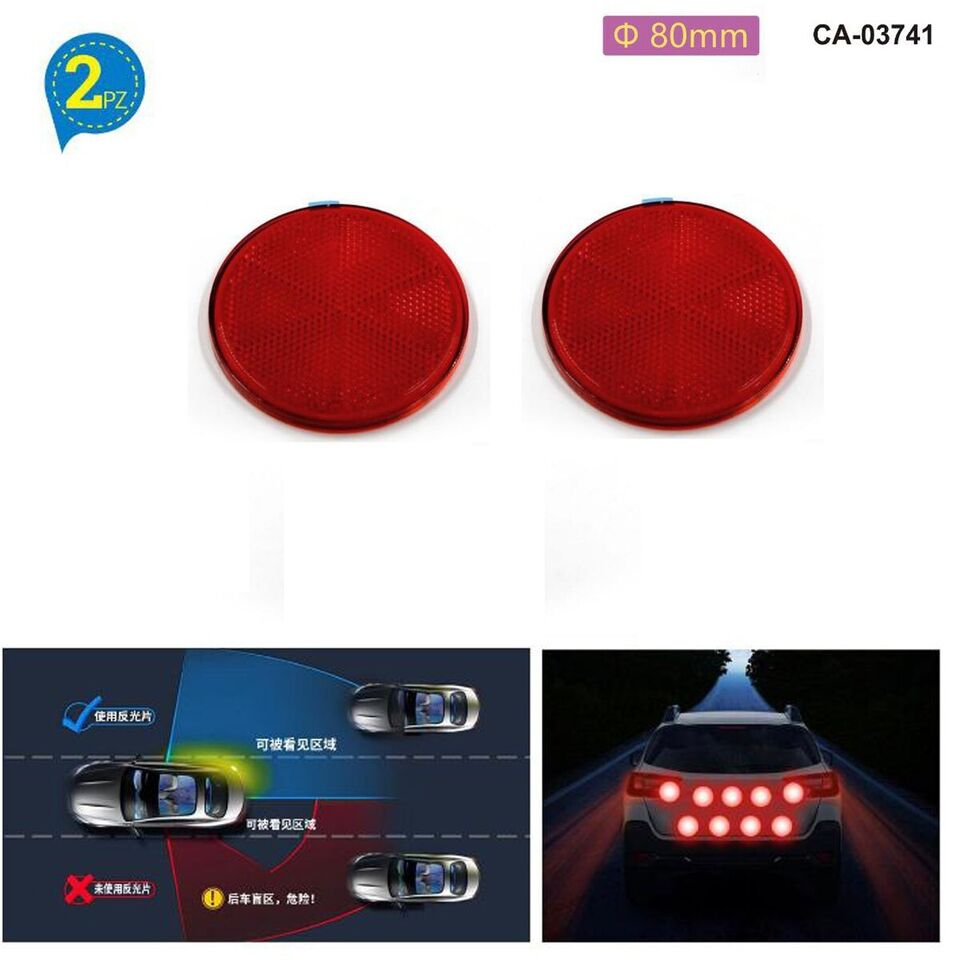 CATADIOTTRO CATARIFRANGENTI Ø80 ROULOTTE CAMPER CARRELLI CARAVAN ROTONDO ROSSO
