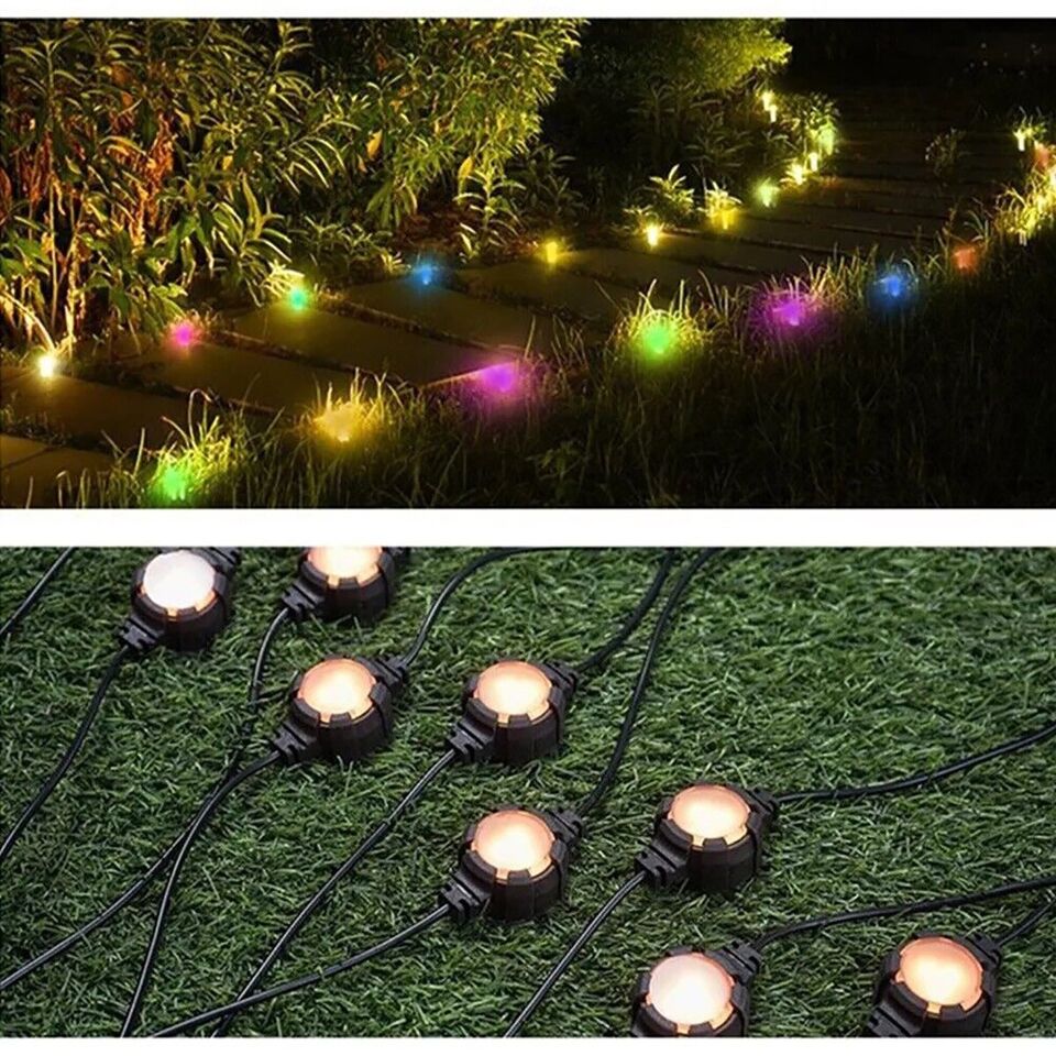 CATENA SMART LED RGB SEGNAPASSO TERRA MURO 16 LAMPADINE SOLARE ESTERNE IP65 F16C