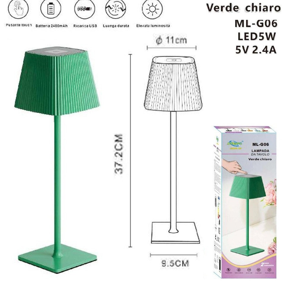 LAMPE DE TABLE TACTILE LED MODERNE RECHARGEABLE BAR HÔTEL RESTAURANT VERTE ML-G06