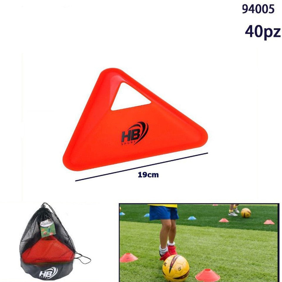 40 TRIANGOLI DISCHI CONI DELIMITATORI SPAZIO ALLENAMENTO CALCIO TRIANGOLARI