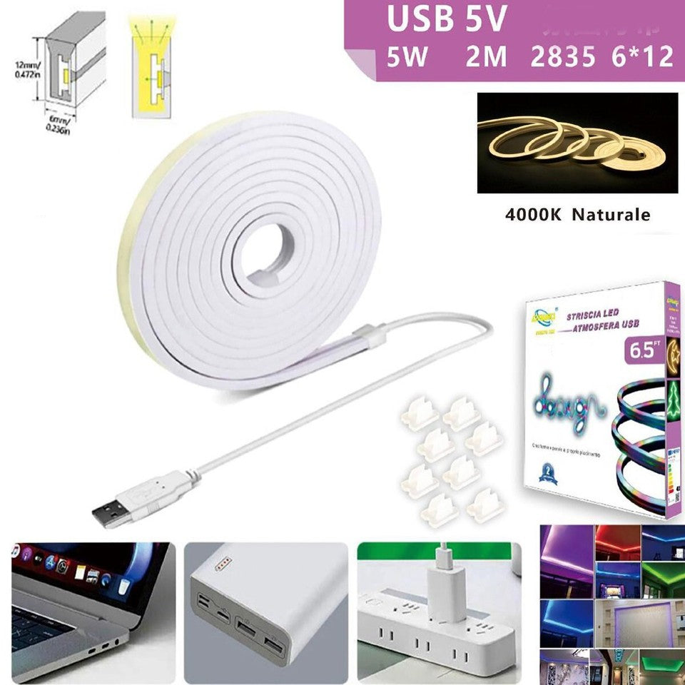 BANDE LED FLEXIBLE POUR CROCHETS RAIL PLAFOND USB ECRITURE LUMIERE NATURELLE