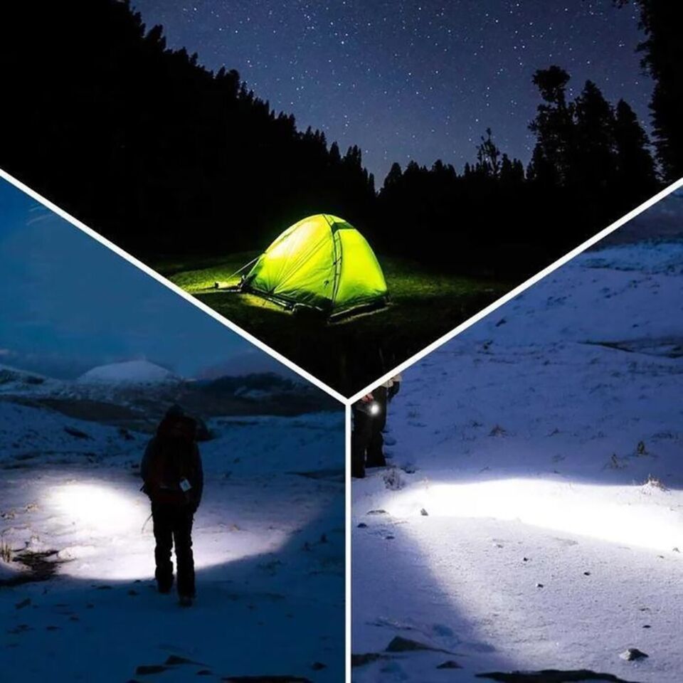 TORCIA LUCE LAMPADA RAGGIO LUNGO TREPPIEDI PESCA CACCIA RICARICABILE USB TEB0604