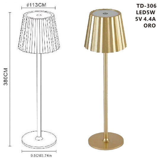 LAMPE DE TABLE TACTILE LED MODERNE RECHARGEABLE BAR HÔTEL RESTAURANT OR TD-306