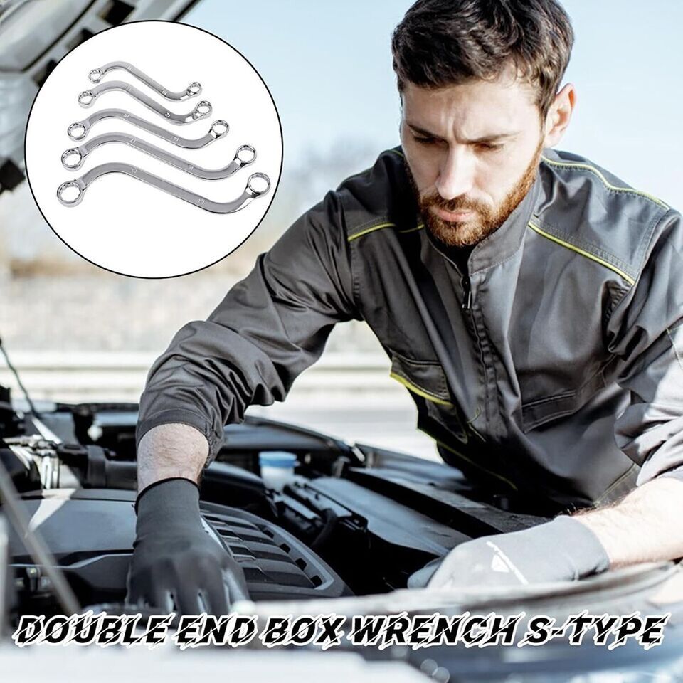 SET 5 CHIAVI DA MECCANICO COMBINATE TIPO S FISSE AUTO ANELLO POLIGONALI 10-19MM