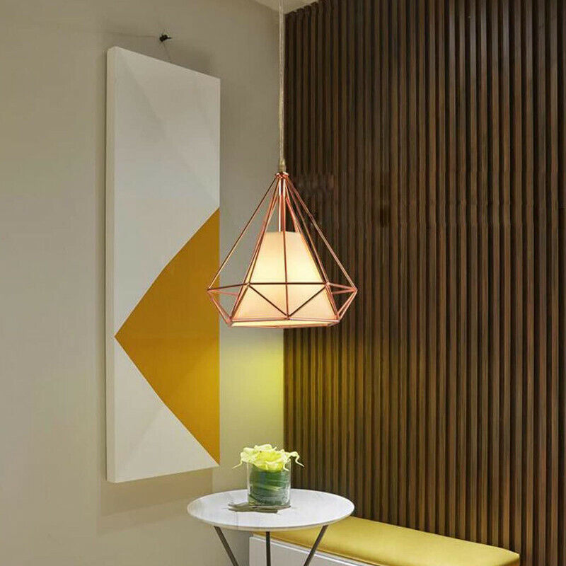 LAMPADARIO GABBIA METALLO INDUSTRIALE RETRO E27 PENDENTE VINTAGE ORO ROSA SJ100