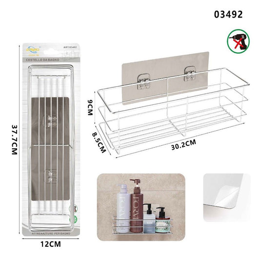 MENSOLA DA PARETE ADESIVA SCAFFALE ORGANIZER PORTAOGGETTI BAGNO CUCINA 03492