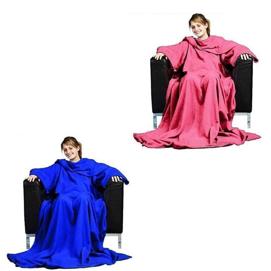 COPERTA CON MANICHE PLAID CALDO INVERNO UNISEX UOMO DONNA SOFFICE CASA