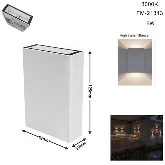 APPLIQUE PARETE LED 6W LAMPADA MURO IP65 MODERNO DOPPIA LUCE CALDA 3000K 21343