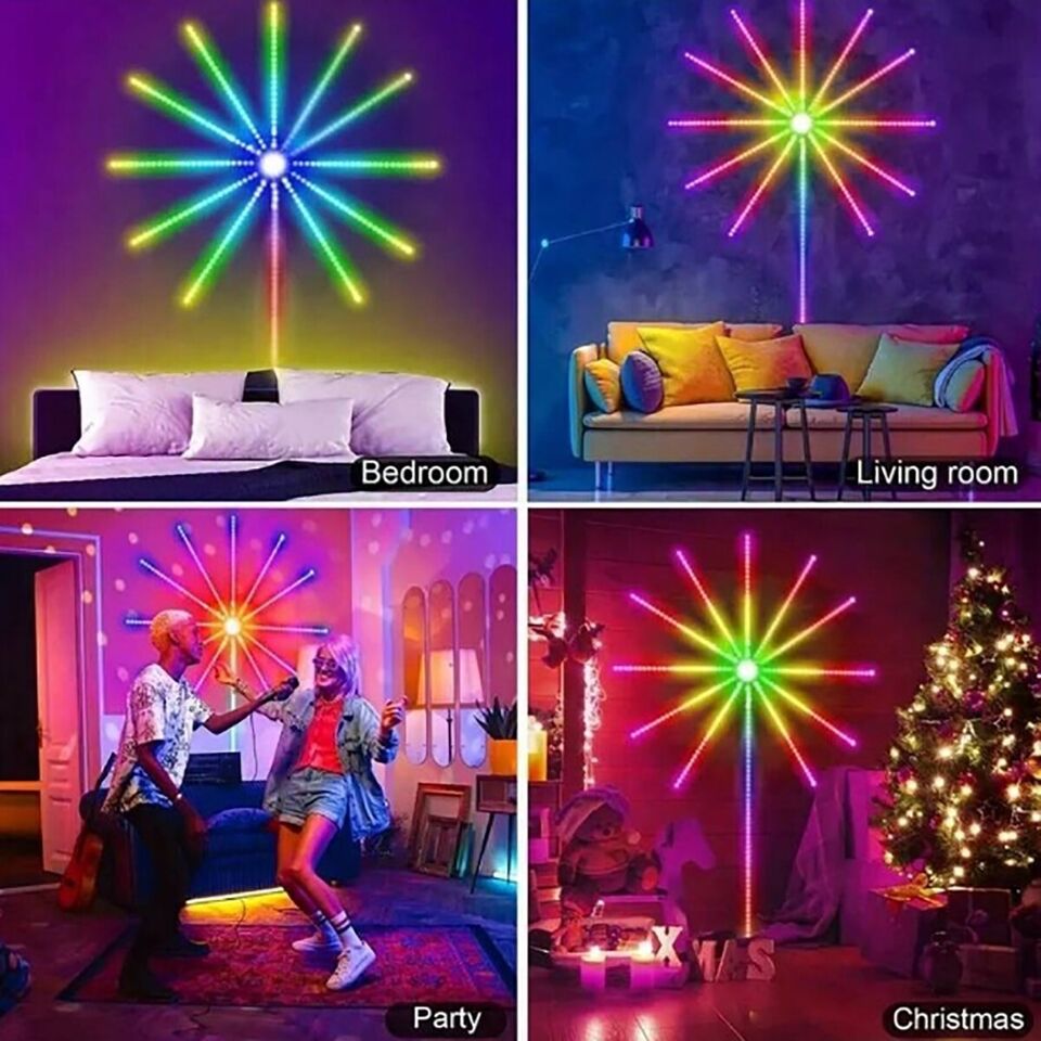 STRISCIA LUMINOSA LED FUOCHI D'ARTIFICIO LUCE MUSICALE NATALE SMART USB NATALE