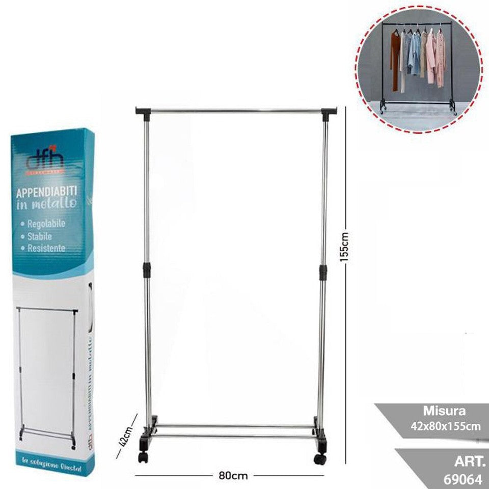 STAND APPENDIABITI ALLUNGABILE TELESCOPICO SINGOLO RUOTE 80x42x155CM 69064
