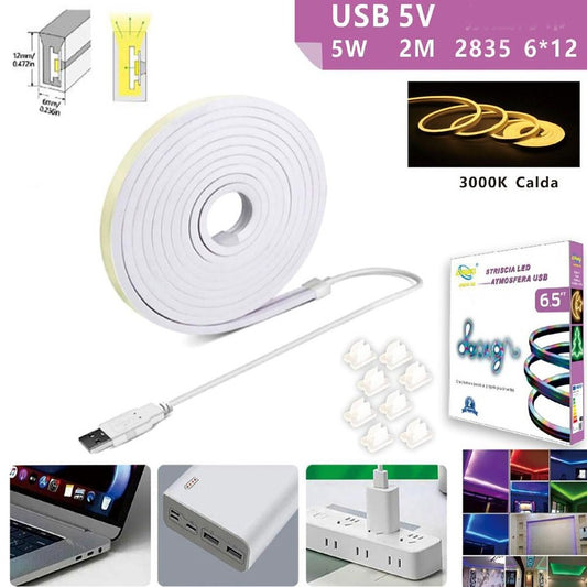 BANDE LED FLEXIBLE POUR CROCHETS RAIL PLAFOND USB INSCRIPTION LUMIÈRE BLANC CHAUD