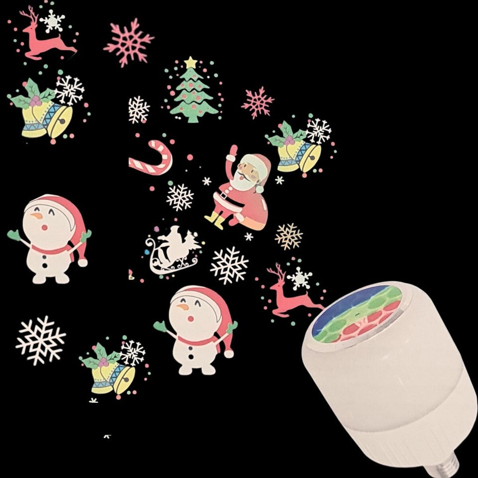 LAMPADA LAMPADINA LED RGB ROTANTE EFFETTO LUCI PROIETTORE E27 BABBO NATALE RENNE