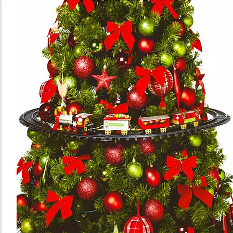 TRENINO ELETTRICO LUCI E SUONI AGGANCIABILE ALL'ALBERO DI NATALE DIAMETRO 89 CM