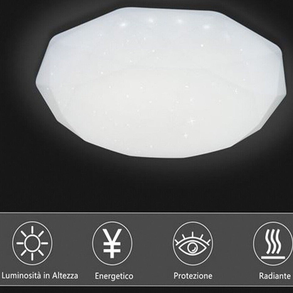 PLAFONIERA LED 24W LUCE FREDDA DIAMANTE EFFETTO CIELO STELLATO APPLIQUE BTL-801