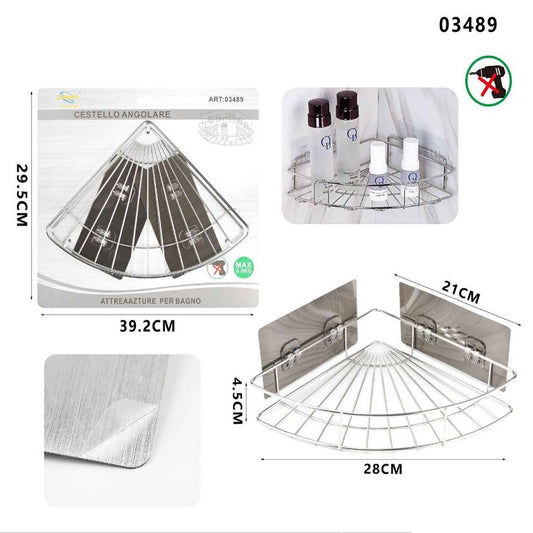 MENSOLA ANGOLARE DA PARETE ADESIVA SCAFFALE ORGANIZER PORTAOGGETTI 03489