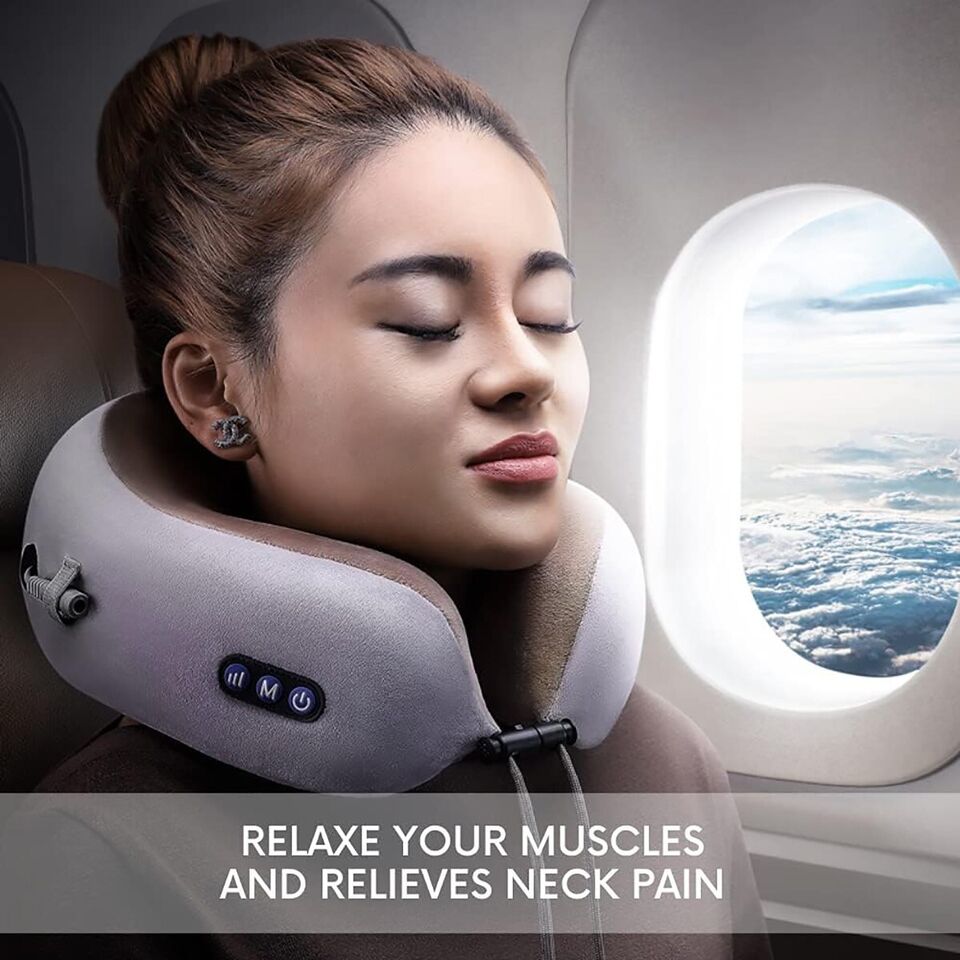 CUSCINO MASSAGGIATORE CERVICALE COLLO PORTATILE DA VIAGGIO AUTO RICARICABILE USB