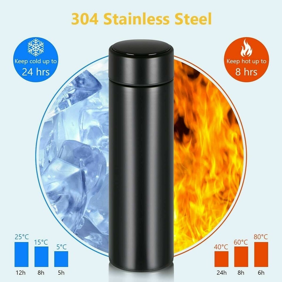 BOUTEILLE AFFICHAGE TACTILE EAU CHAUDE FROIDE INTELLIGENTE ACIER INOXYDABLE THERMOS