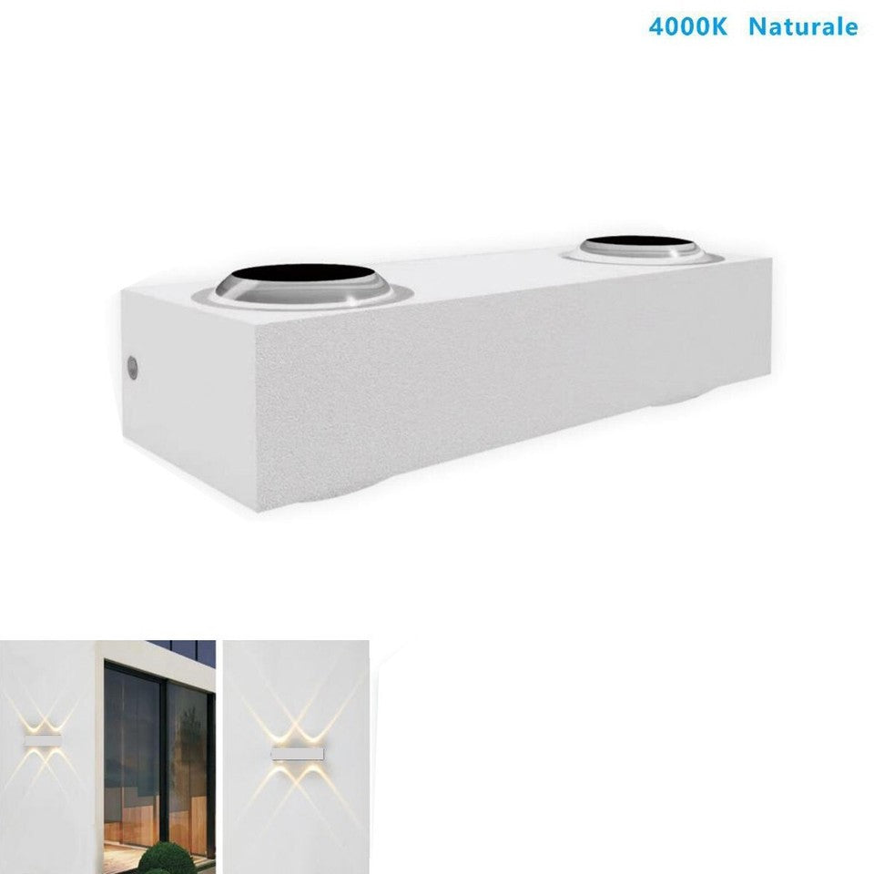 APPLIQUE LED 4W BLANC LAMPE LUMIÈRE NATURELLE MURALE HAUT BAS EXTÉRIEUR INTÉRIEUR
