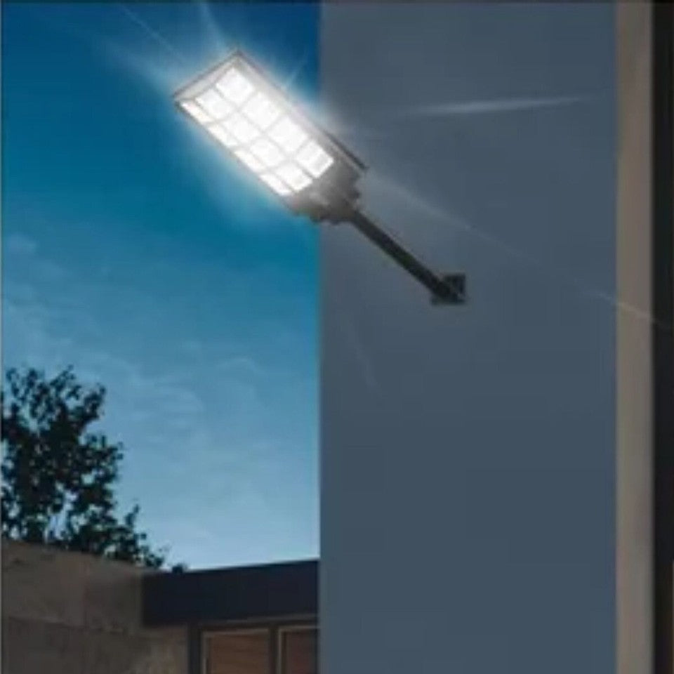 FARO LAMPIONE STRADALE PANNELLO SOLARE PALO TELECOMANDO SENSORE MOVIMENTO 1200W