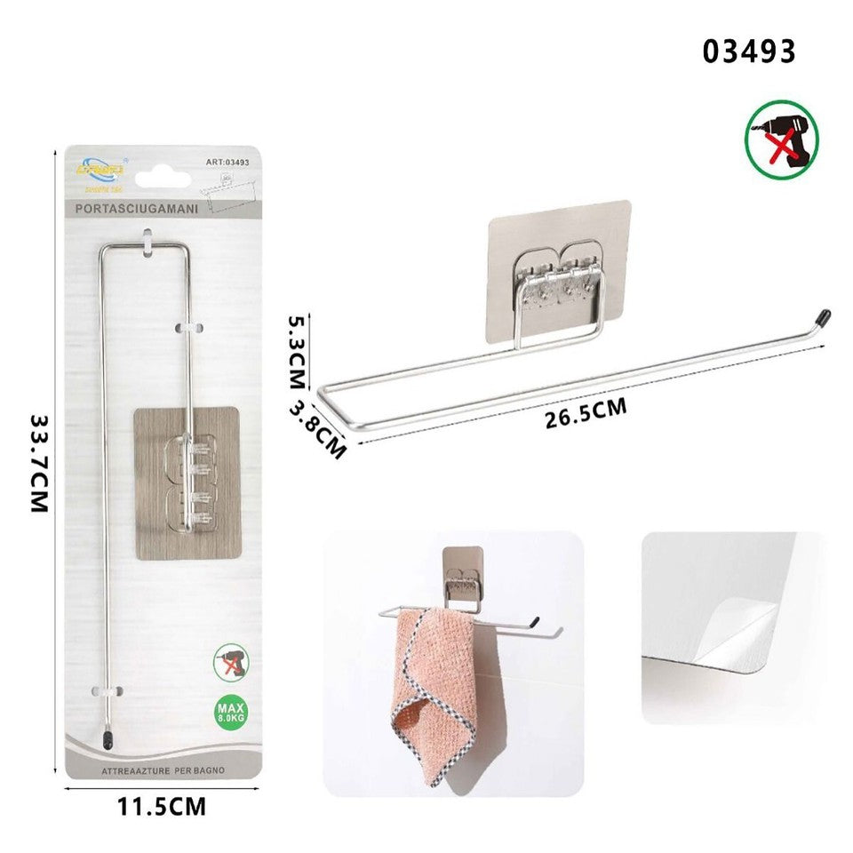 PORTA ASCIUGAMANI BAGNO PARETE SALVIETTE ARREDO CASA ADESIVO 03493